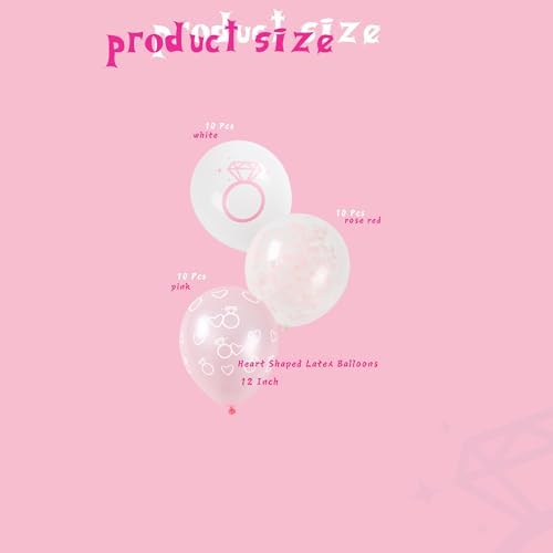 Diamond Heart Pattern Pink Latex Balloons 30 PCS