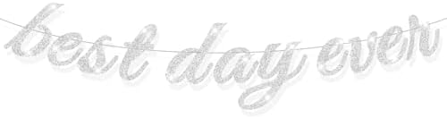 Best Day Ever Silver Glitter Hanging Banner
