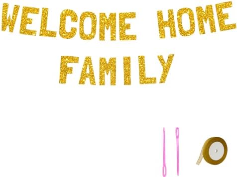 Meowoo Gold Sparkle Welcome Banner with 77-Inch Letters