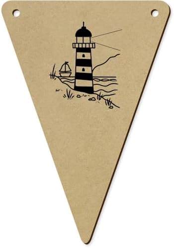 5 pcs Coastal Lighthouse Scene Wooden Bunting Flags