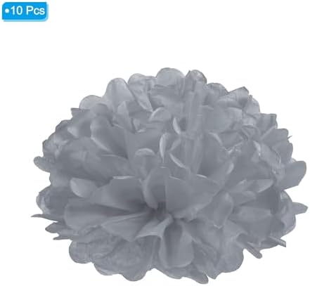 PATIKIL 8 Inch Grey Tissue Pom Poms Flowers 10 Pack