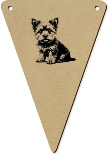 Azeeda 5 x 140mm Cute Yorkshire Terrier Wooden Bunting Flags