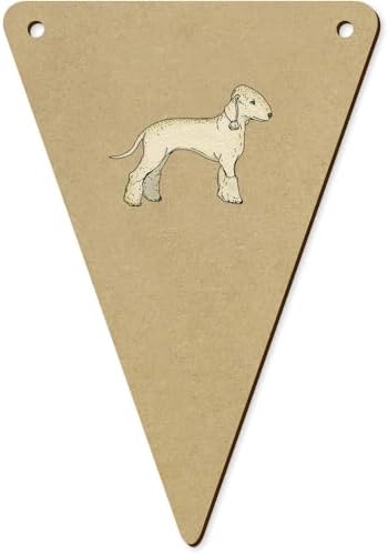 Azeeda 5 x 140mm Bedlington Terrier Wooden Bunting Flags