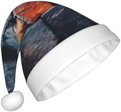 QINZHENG Retro Stone Print Santa Hat for Women
