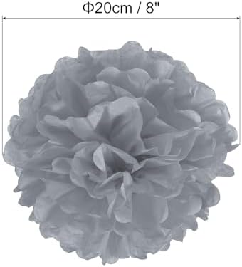 PATIKIL 8 Inch Grey Tissue Pom Poms Flowers 10 Pack