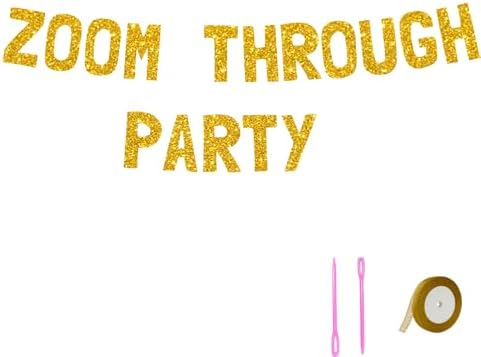Meowoo Fun Zoom Party Banner with Gold Glitter Letters