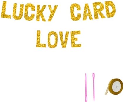 Meowoo Lucky Card Love Party Decoration Gold Glitter Banner