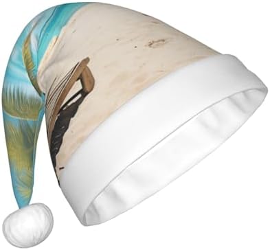 QINZHENG Personalized Santa Hat with Beach Print