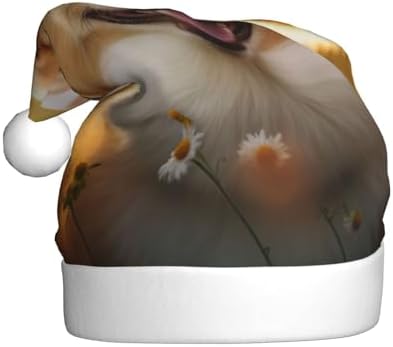 Qin Zheng Corgi Floral Santa Hat for Women