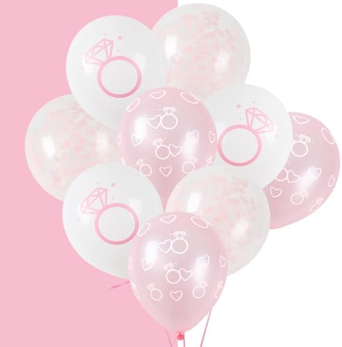 Diamond Heart Pattern Pink Latex Balloons 30 PCS