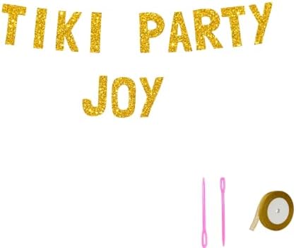 Meowoo Tiki Party Banner with Sparkling Gold Letters