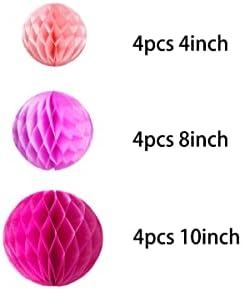 Yangeey 12pcs Honeycomb Ball Decorations Pink Kit