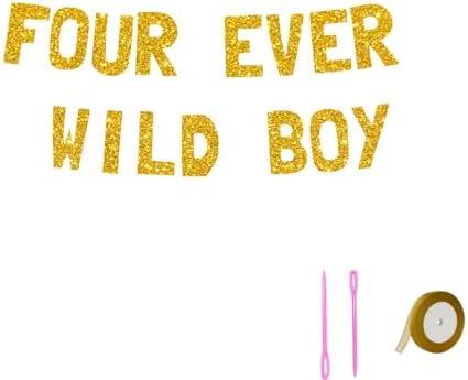 Meowoo Four Ever Wild Birthday Banner Decor