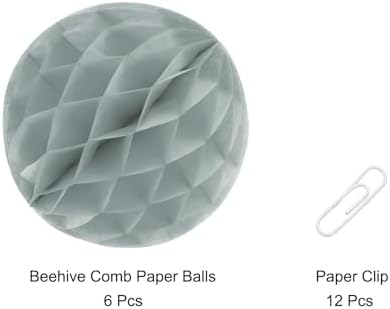 MECCANIXITY 8 Inch Grey Paper Pom Pom Flower Balls Pack of 6