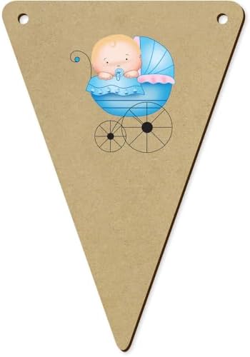 Azeeda 5 x 140mm Baby Boy Wooden Bunting Flags