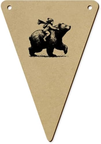 5pcs Winter Bear Ride Wooden Bunting Flags BN00086928