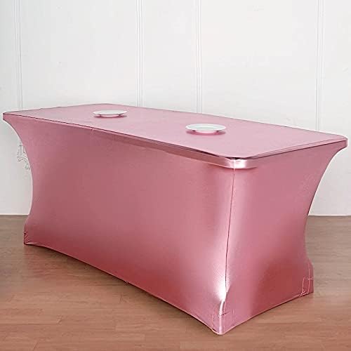 BalsaCircle 6 Feet Rose Gold Fitted Spandex Tablecloth