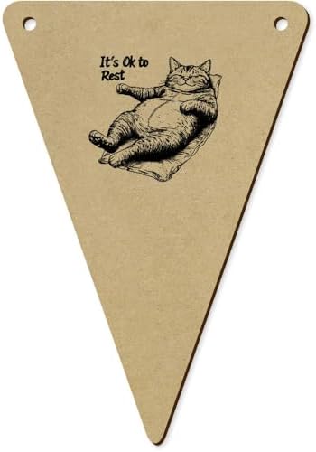 5 Piece 140mm Its Ok to Rest Cat Wooden Bunting Flags