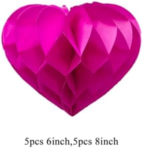 Heart Shaped Honeycomb Balls Party Decor 10pcs Rose Red