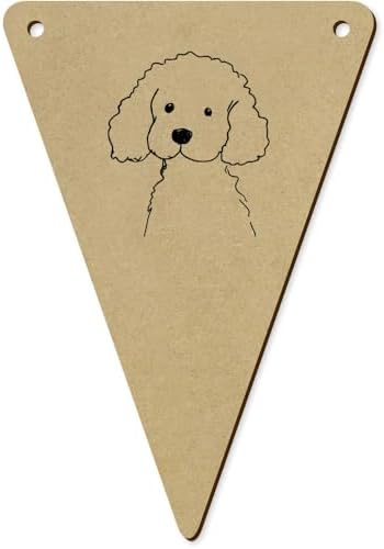 5-Pack Cute Poodle Sketch Wooden Bunting Flags