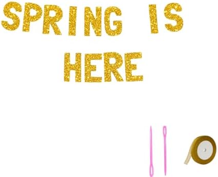 Meowoo Spring Banner with Glittery Gold Letters