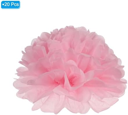 PATIKIL 4 Inch Light Pink Tissue Pom Poms 20 Pack