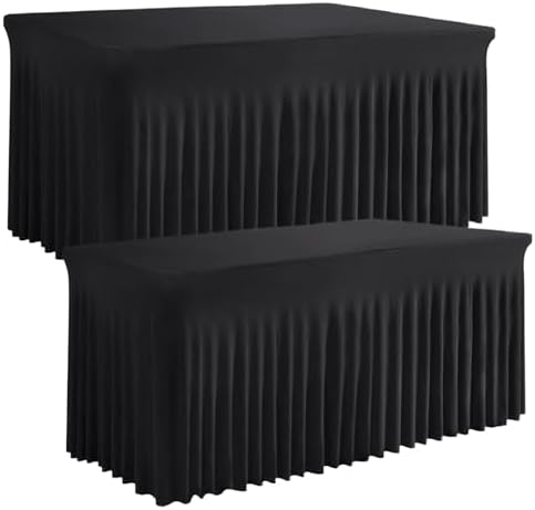 Premium Black Table Skirts for 6ft Rectangular Tables 2Pack