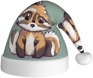 QINZHENG Cartoon Raccoon Santa Hat