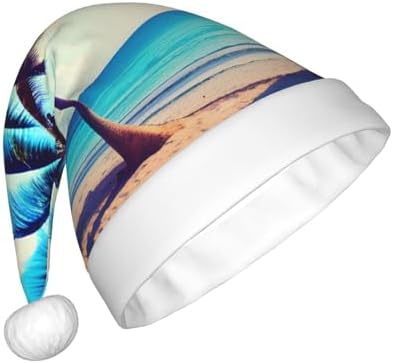 QINZHENG Beach Palm Trees Santa Hat Christmas Gift for Women