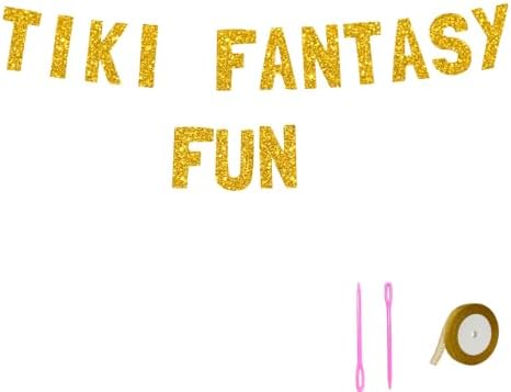 Meowoo Fun Tiki Party Supplies - Glittery Gold Decor Banners