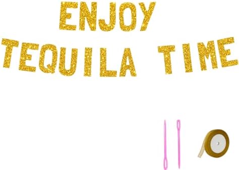 Meowoo Cool Tequila Party Banner with Glittery Gold Letters