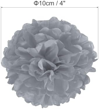 PATIKIL 4 Inch Grey Tissue Pom Poms Flowers 20 Pack
