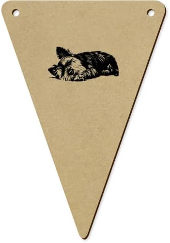 5 x 140mm Yorkshire Terrier Sleeping Wooden Bunting Flags