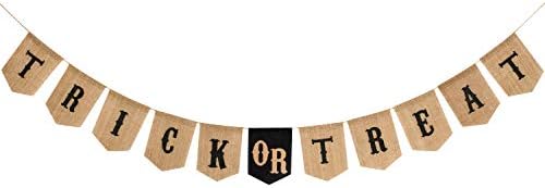 Whaline Halloween Trick or Treat Burlap Banner