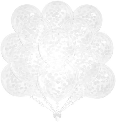 50pcs White Confetti Balloons for Party Decorations
