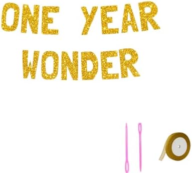 Meowoo Cheers One Year Wonder Banner Gold Letters Reusable Decor