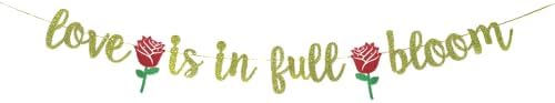 JENSENLIN Love Is In Full Bloom Gold Glitter Banner
