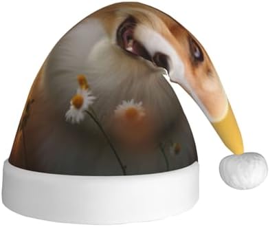 Qin Zheng Corgi Floral Santa Hat for Women