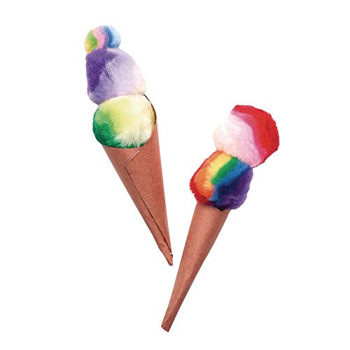 Colorations Rainbow Striped Pom-Poms 180 Pieces