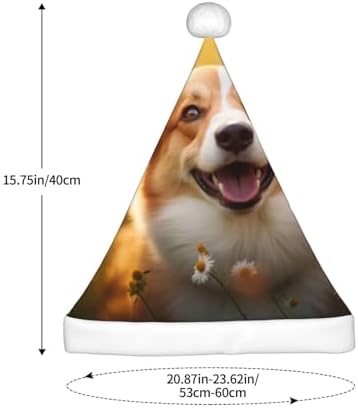Qin Zheng Corgi Floral Santa Hat for Women