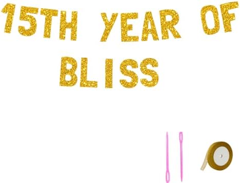 Meowoo 15th Birthday Gold Glitter Banner