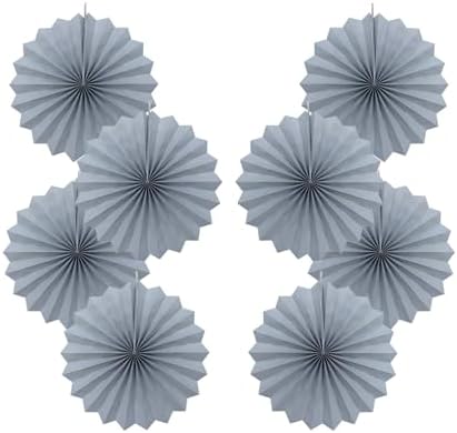 Gray Party Decorations 12in Hanging Fans DIY Set