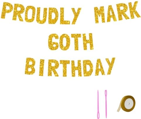 Meowoo 60th Birthday Gold Glitter Banner