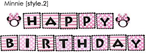 LY Mickey Minnie Birthday Banner Set Flag Decorations