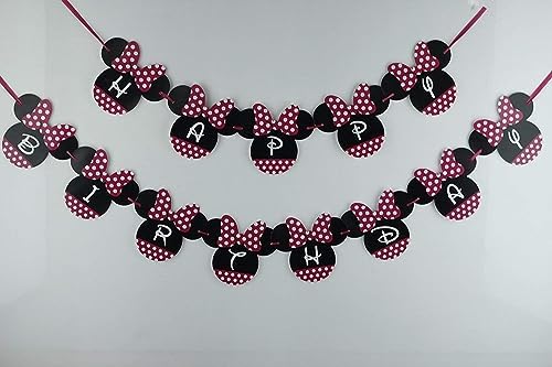 Minnie Mouse Birthday Banner with Pink Ears