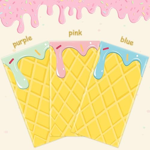 3 Pack Ice Cream Themed Tablecovers for Parties