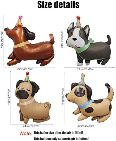 4PCS Animal Dog Balloons for Dog Themed Parties