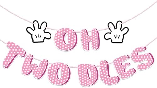 Pink Mouse Oh Twodles Birthday Banner Decorations