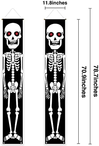 Allenjoy Halloween Skull Soldier Porch Sign Banner 2PCS