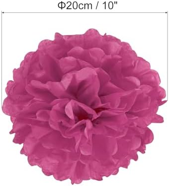 PATIKIL 8 Inch Fuchsia Tissue Pom Poms 10 Pack